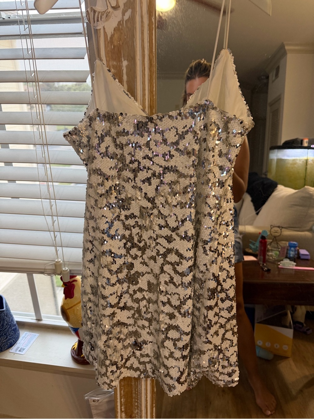 Sequin Mini Dress - White/Silver - Picture 4 of 4